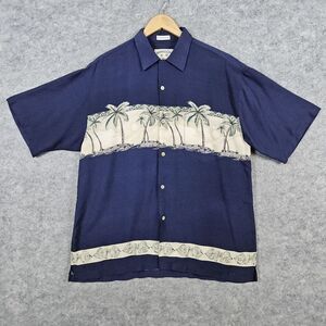 Bamboo Cay Men's Tropical/Hawaiian Shirt Size L Palm Trees 100% Rayon WITH FLAWS
